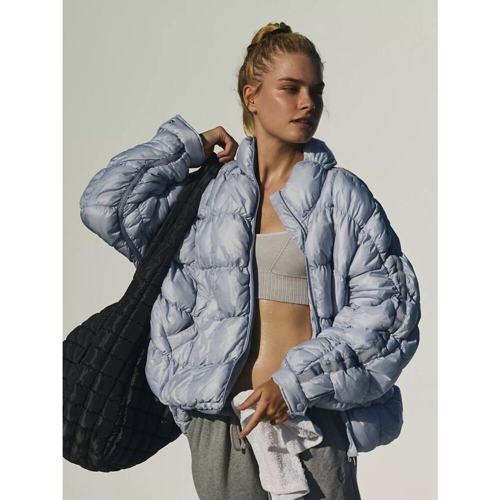 New Free People Pippa Scrunchy Glossy Packable Puffer Jacket Size L
